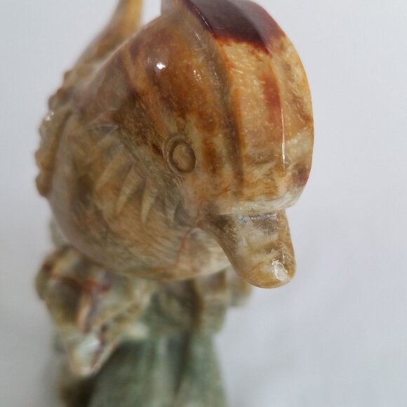 Hand Carved Song Birds 8" Hardstone Green to Golden Brown Audubon Chinese ? - Picture 14 of 16